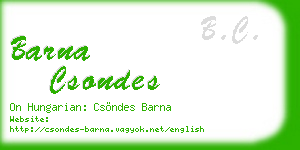 barna csondes business card